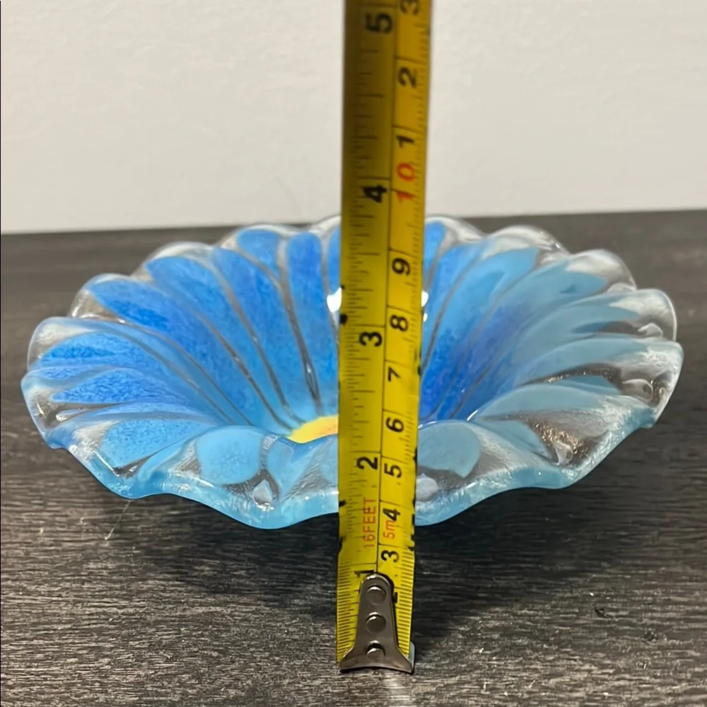 Flower Glass Bowl - Blue & Yellow